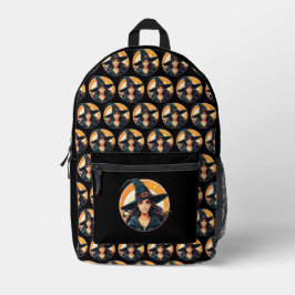 Mochila Impresa Retrato de bruja de Halloween de dibujos animados
