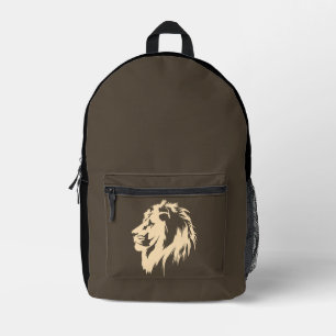 Mochila Impresa Retrato de león (arena)