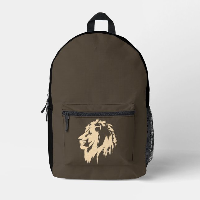 Mochila Impresa Retrato de león (arena) (Anverso)