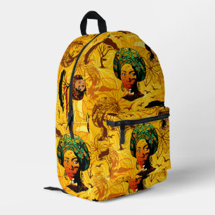 Mochila Impresa Retrato de mujer africana con puesta de sol
