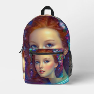 Mochila Impresa Retrato de pelo arcoiris encantado