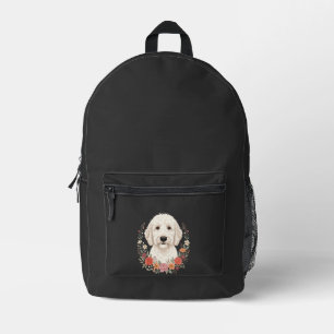Mochila Impresa Retrato de perro floral corona botánica