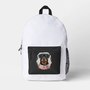 Mochila Impresa retrato de perro Rottweiler floral sublimación