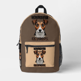 Mochila Impresa Retrato Terrier estilizado sobre gris