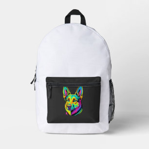 Mochila Impresa Retrato vectorial colorido de perro neon