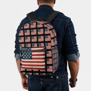 Mochila Impresa Retro 4 de julio ajedrezado Estrellas y Franjas Pa