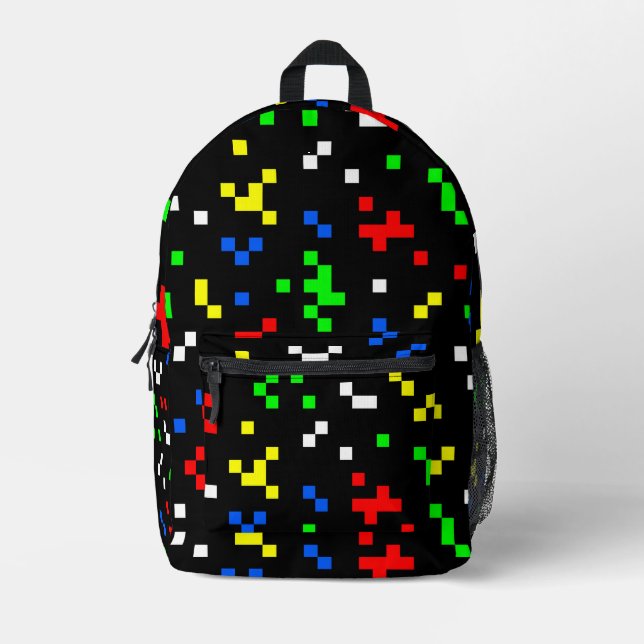 Mochila Impresa Retro 8 Bit Video Game Graphics Pattern (Anverso)