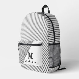 Mochila Impresa Retro black white lines Abstract minimal Monogram