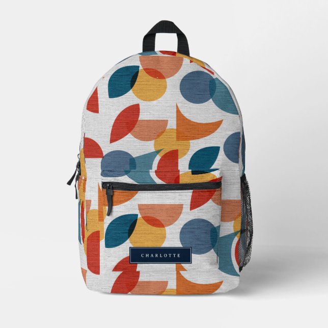 Mochila Impresa Retro Geométrico Brillante Resumen Medio siglo Mod (Anverso)