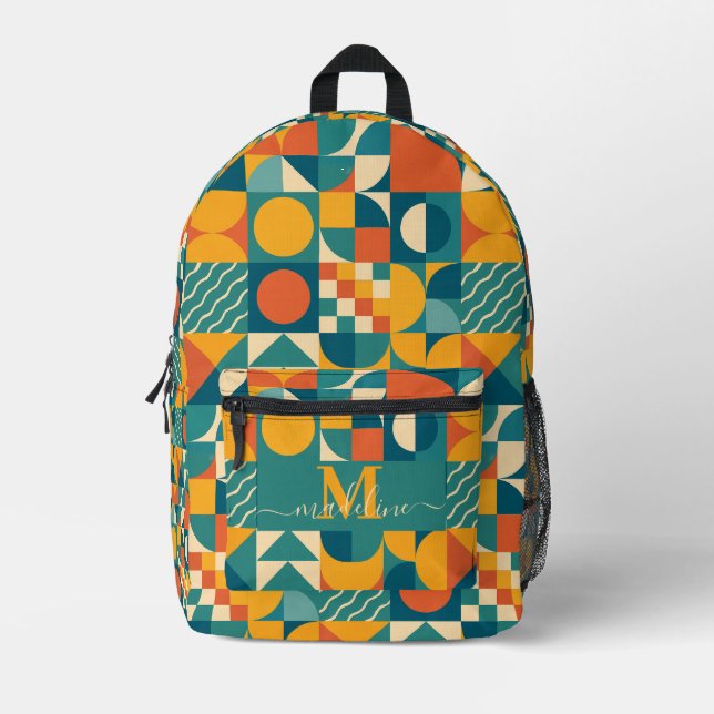 Mochila Impresa Retro Geométrico Personalizado (Anverso)