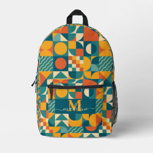 Mochila Impresa Retro Geométrico Personalizado