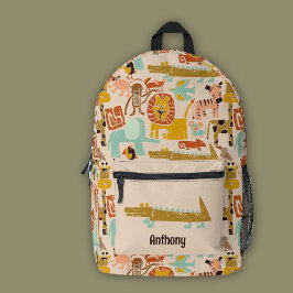 Mochila Impresa Retro Jungle Animals Cute Patterado