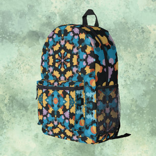 Mochila Impresa Retro Mandala amarillo azul y Naranja