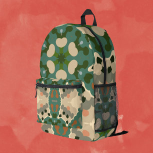 Mochila Impresa Retro Mandala Green Brown y Naranja