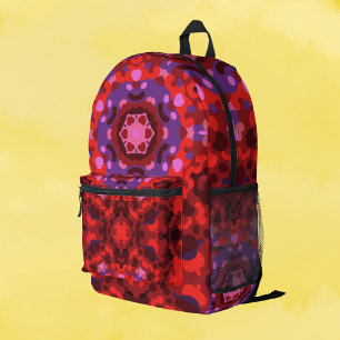 Mochila Impresa Retro Mandala rojo y púrpura