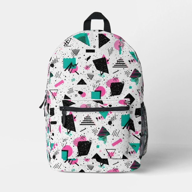Mochila Impresa Retro Memphis Geometric Pattern (Anverso)