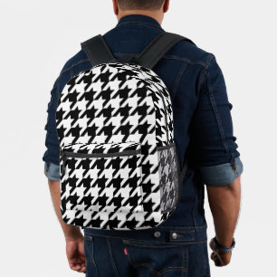 Mochila Impresa Retro Moderno Blanco Negro Hounds-tooth Tejado