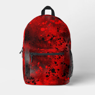 Mochila Impresa Retro Paint Splatt Efecto Rojo y Negro
