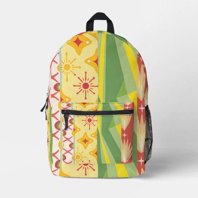 Mochila Impresa Retro Sunshine Patterns – Bold Colorful  (Anverso)