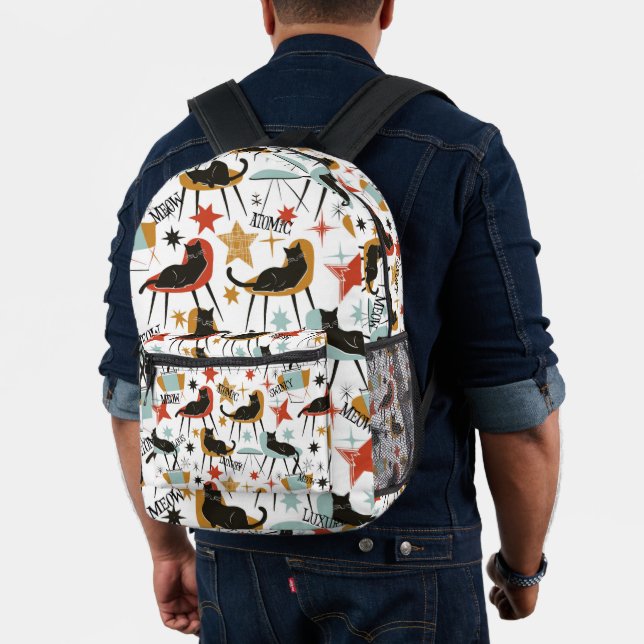 Mochila Impresa Retro Swanky Black Cat in Atomic MCM Backpack (Insitu (Modelo))