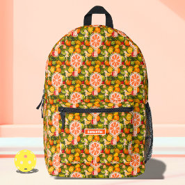 Mochila Impresa Retro Tropical Citrus Pickleball Brillante Ducha