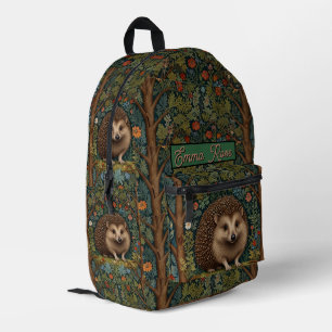 Mochila Impresa Retro vintage erizo del bosque botánico del bosque