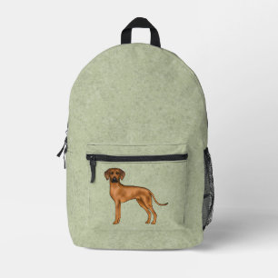 Mochila Impresa Rhodesian Ridgeback Perro Lebrel Africano Verde
