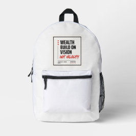 Mochila Impresa RIQUEZA CONSTRUIDA SOBRE VISIÓN, NO VELOCIDAD - In