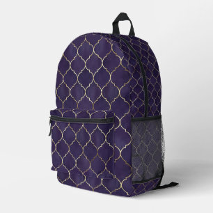 Mochila Impresa Ritmos reales: Geometría marroquí morada-andaluza