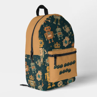Mochila Impresa Robot Design Backpack  Personalised with Your Text