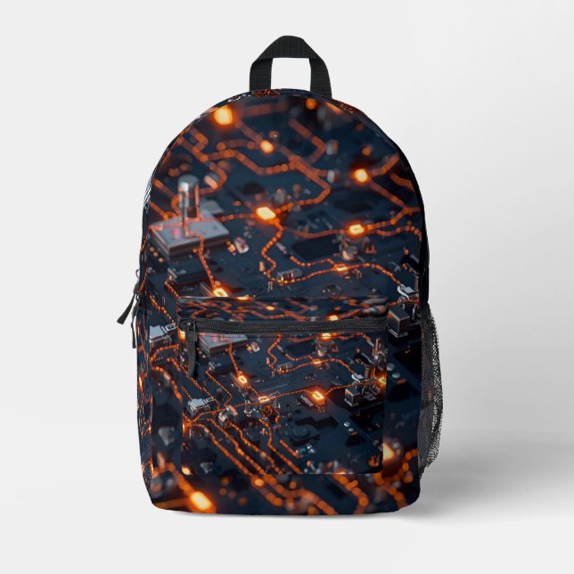 Mochila Impresa Robot Design Backpack – Trendy Tech Style Bag (Anverso)