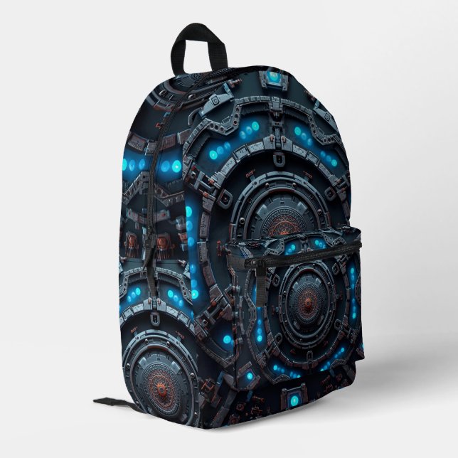 Mochila Impresa Robot Design Backpack – Trendy Tech Style Bag (Esquina izquierda trasera)