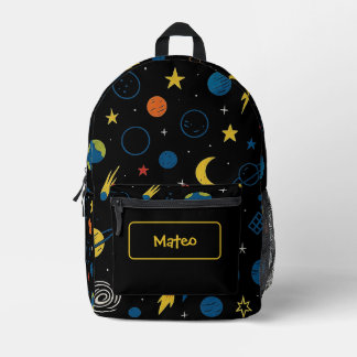 Mochila Impresa Rocket Ship Backpack with Solar System Design