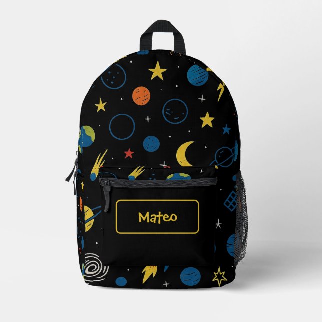 Mochila Impresa Rocket Ship Backpack with Solar System Design (Anverso)