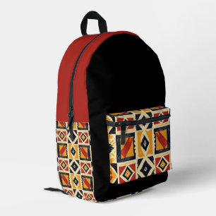 Mochila Impresa Rojo africano, negro y oro