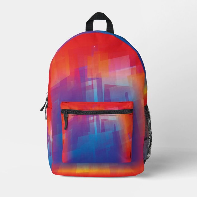 Mochila Impresa Rojo azul enmarañado (Anverso)