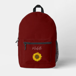 Mochila Impresa Rojo floral de girasol boho personalizado
