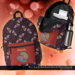 Mochila Impresa Rojo nombre de doodle arcoiris del corazón musical