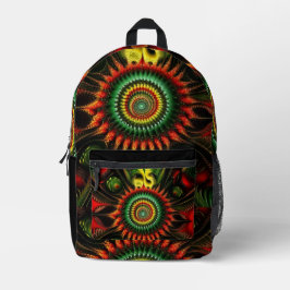 Mochila Impresa Rojo, oro y verde en resumen