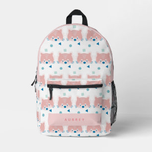 Mochila Impresa Rojo Panda Face/Head Pattern Blanco & Ligero Rosa