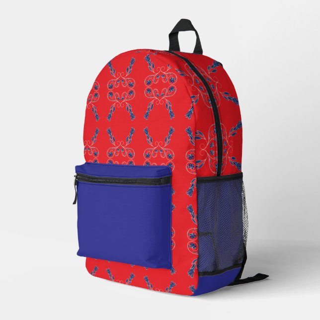 Mochila Impresa Rojo y azul (Esquina derecha trasera )