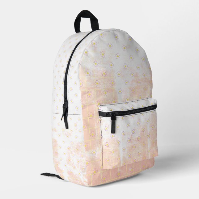 Mochila Impresa Romantic Grunge School Texture Daisies Flowers. (Esquina izquierda trasera)