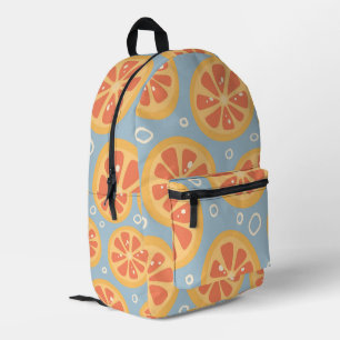 Mochila Impresa Rondajas de naranja brillantes y audaces en azul