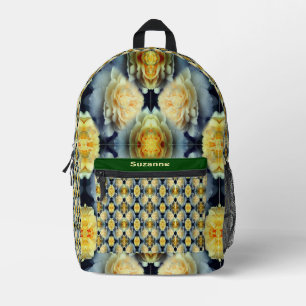 Mochila Impresa Rosa Amarillo Goma Lluvia Floral Resumen Personali