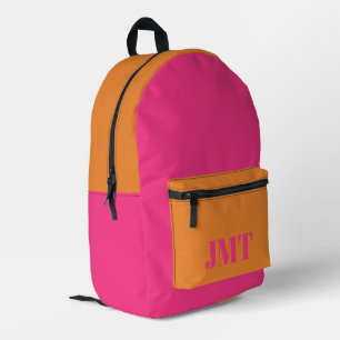Mochila Impresa Rosa brillante y Naranja con monograma