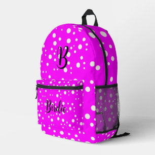 Mochila Impresa Rosa caliente de Bonito corto (letra inicial y nom
