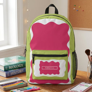 Mochila Impresa Rosa Caliente Estilo Femenino De Regreso A La Escu