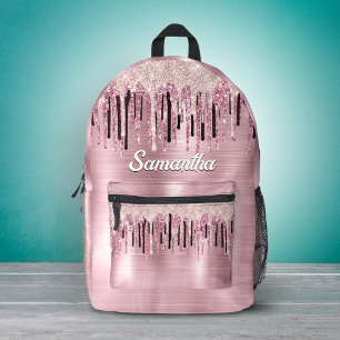 Mochila Impresa Rosa chic tono rosado monograma goteando