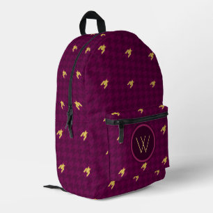 Mochila Impresa Rosa con Houndstoth de acento dorado