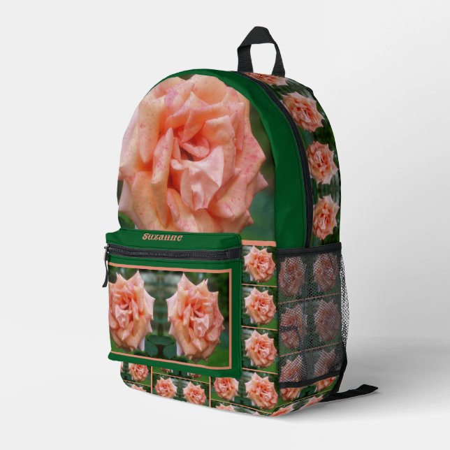 Mochila Impresa Rosa De Engranaje En Bloom Personalizado (Esquina derecha trasera )